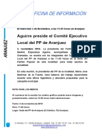 Esperanza Aguirre Presidirá El Comité Ejecutivo Del PP de Aranjuez