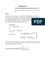 Theory:: Experiment No. 03 Aim: Shear Test On Mild Steel and Aluminum (Single and Double Shear Tests) Apparatus Used