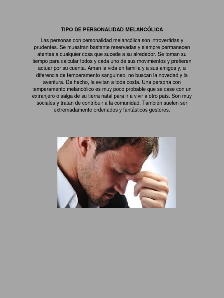 Características de la Personalidad Melancólica | PDF | Temperamento ...
