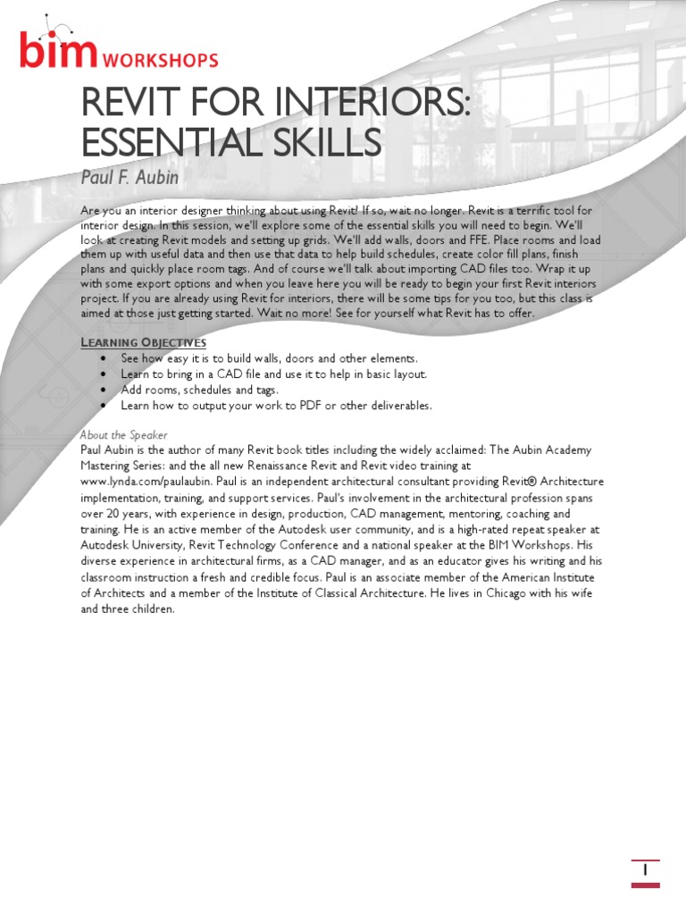 Revit For Interiors - Essential Skills PDF | PDF | Autodesk Revit ...