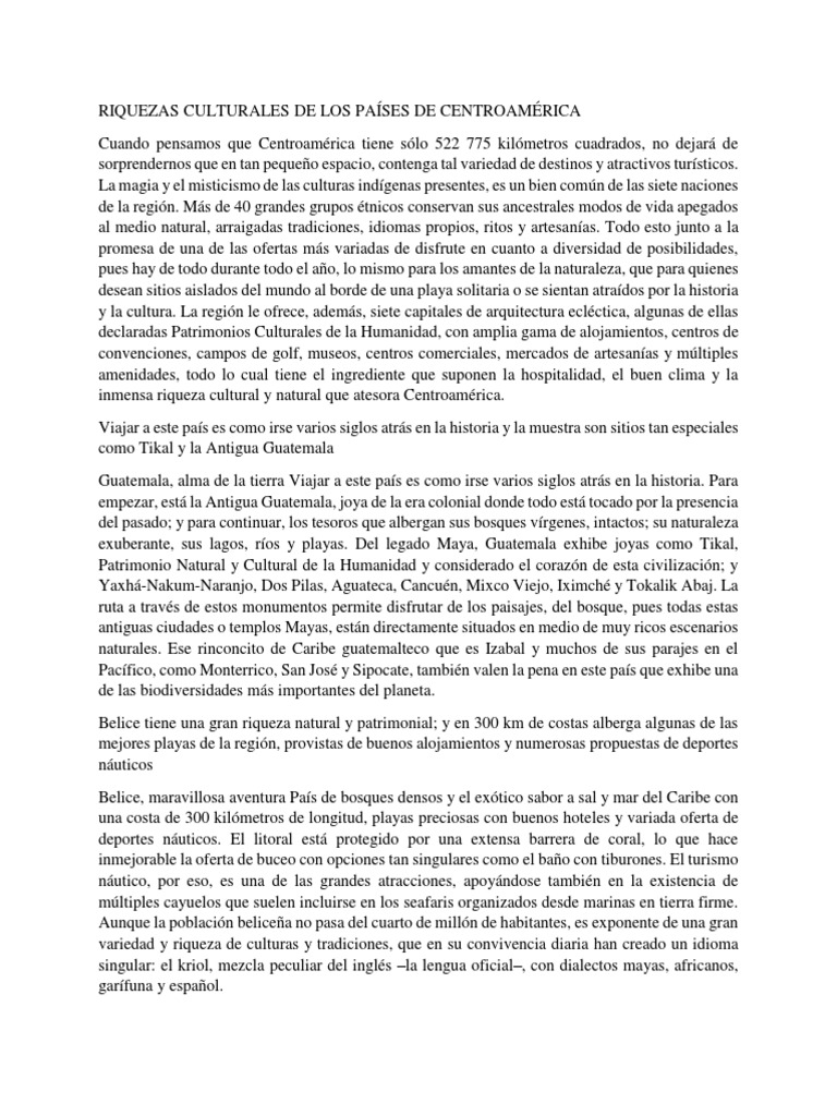 Riquezas Culturales de Centroamerica | PDF | Costa Rica | Centroamérica 