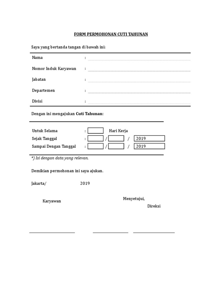 Formulir Permohonan Cuti Tahunan | PDF