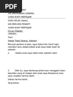 Contoh surat memohon cuti sekolah