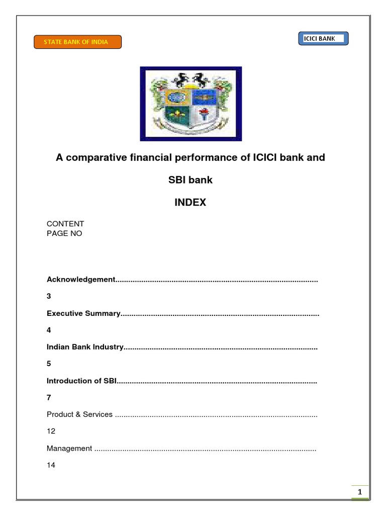 A Comparative Financial Performance Of Icici Bank And Sbi Bank