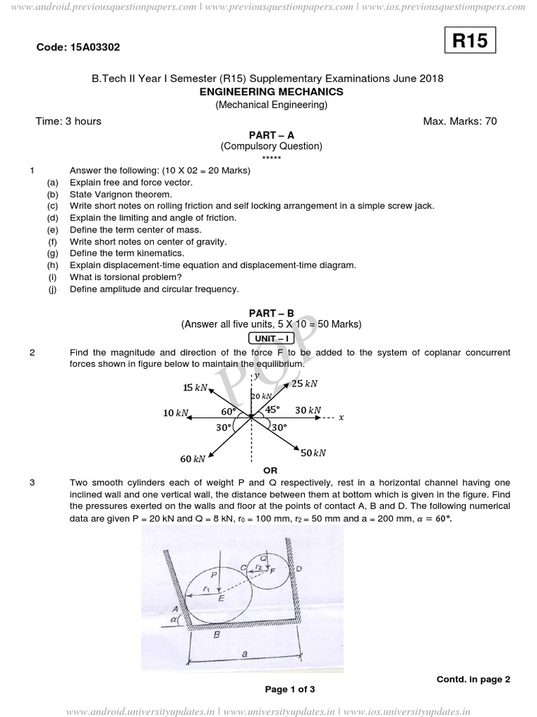 Engineering Mechanics Exam Paper | PDF | Force | Belt (Mechanical)