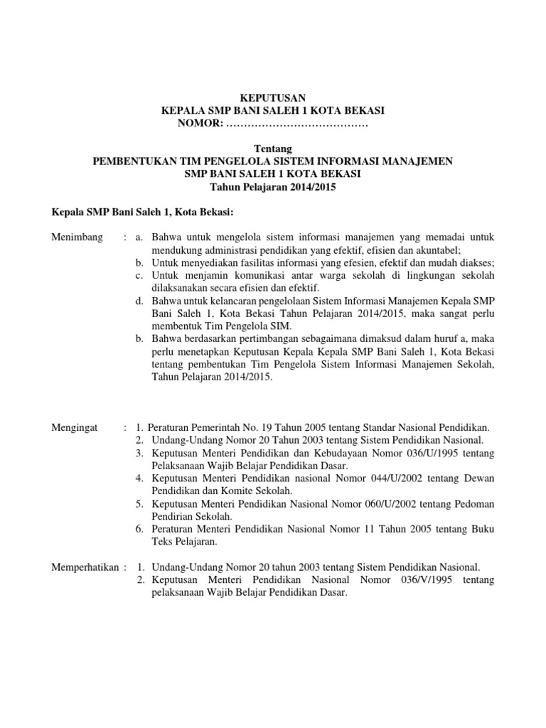 Surat Tugas Pengelola Sim