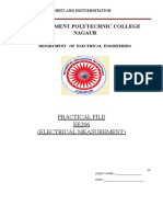 Government Polytechnic College Nagaur: Practical File EE206 (Electrical Measurement)