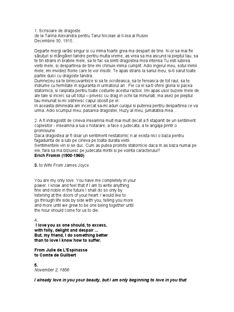 Scrisori De Dragoste Celebre