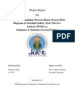 Project Report On: Process Documentation (Process Sheets, Process Flow Diagrams & Potential Failure