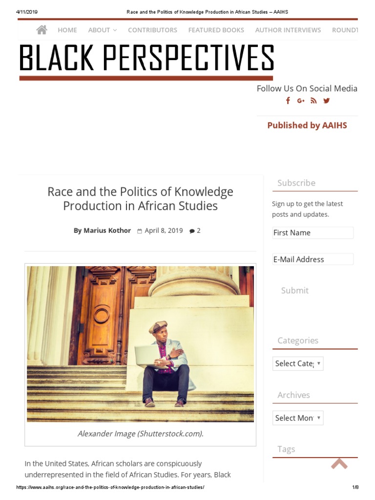 Race and Politics of Knowledge in African Studies | PDF | Race (Human ...