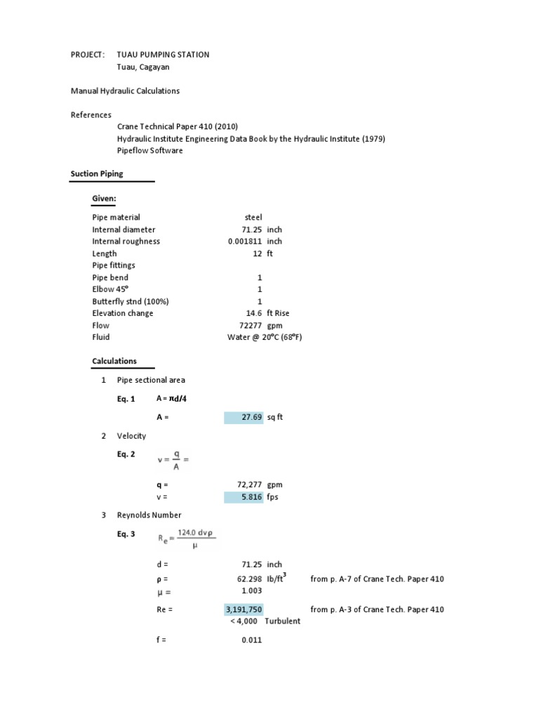 Hydraulic Calculations Manual (Rev 3) PDF PDF Phases Of Matter Pump
