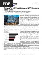 Bloomberg Activist Fund Urges Singapore REIT Merger To Boost Value 25 April 2019