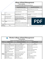 Westin College of Hotel Management: Work Schedule