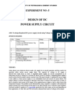 Design of DC Power Supply Circuit: Experiment No - 5