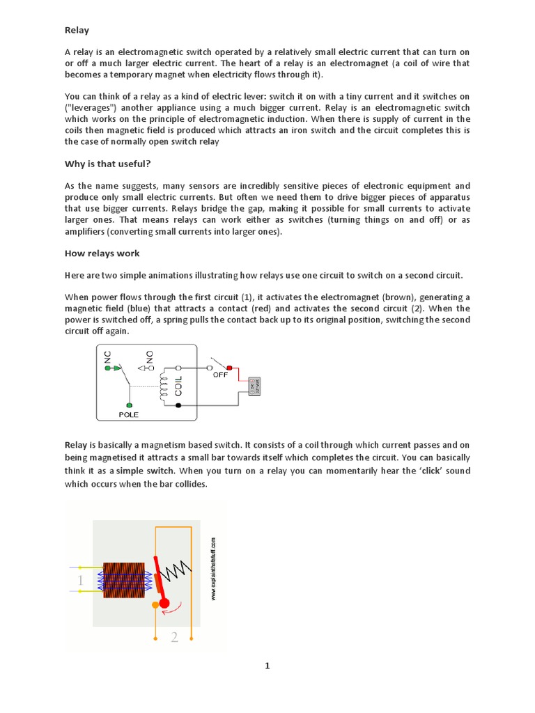Relay Relay Is Basically A Magnetism Based Switch It Consists Of