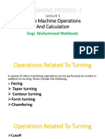 Machining Process - I: Lathe Machine Operations and Calculation