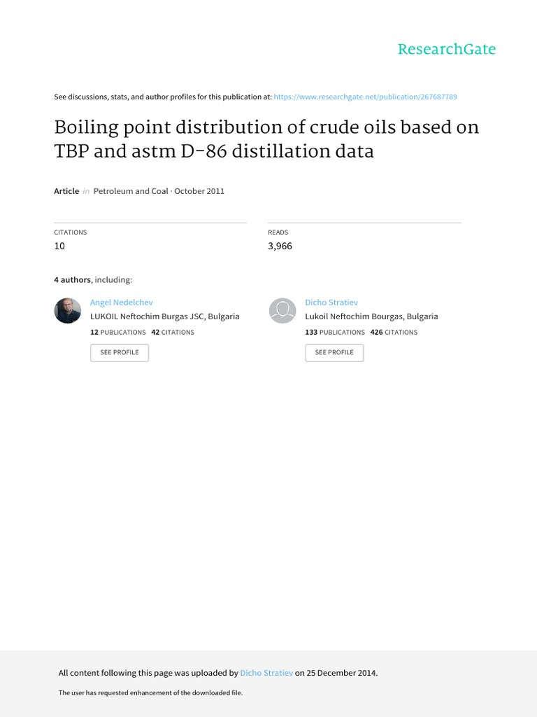 Boiling Point Distribution of Crude Oils Based On TBP and Astm D86