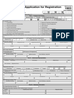 Application For Registration: Republic of The Philippines Department of Finance Bureau of Internal Revenue BIR Form No