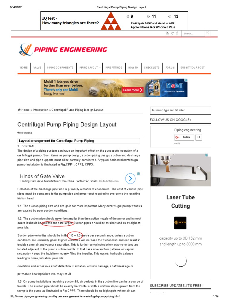 Centrifugal Pump Piping Design Layout PDF Pump Energy Technology