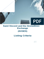 SVGEX Exchange - Listing Criteria - Saint Vincent and the Grenadines Securities Exchange