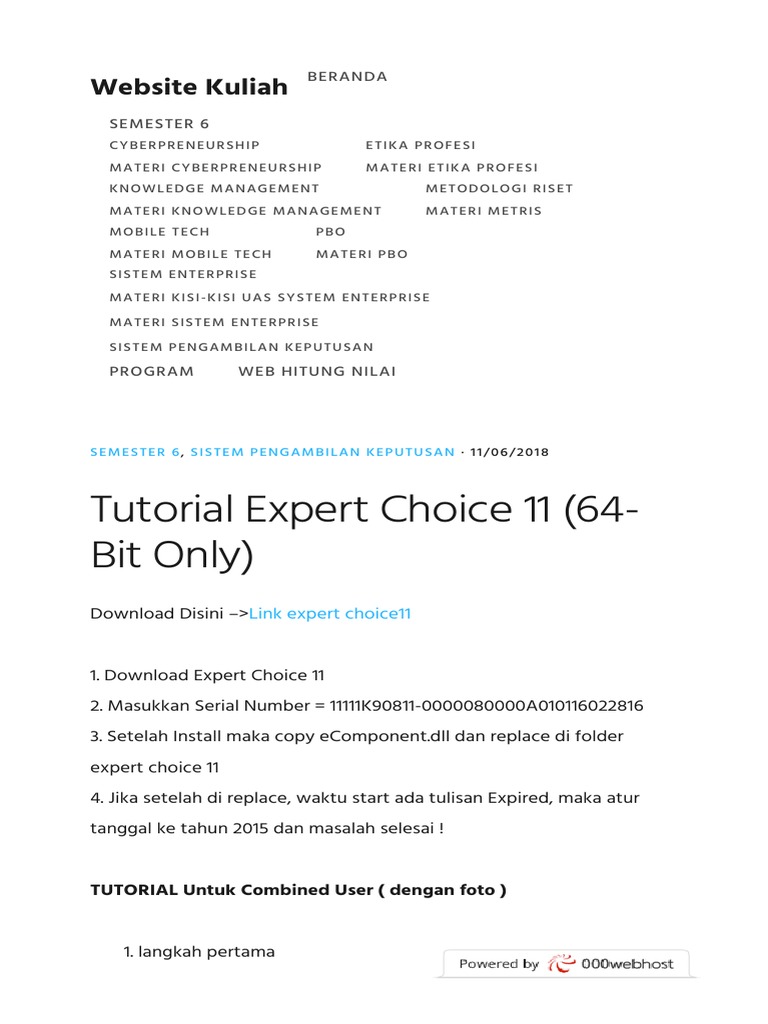 Tutorial Expert Choice 11 (64Bit Only) PDF