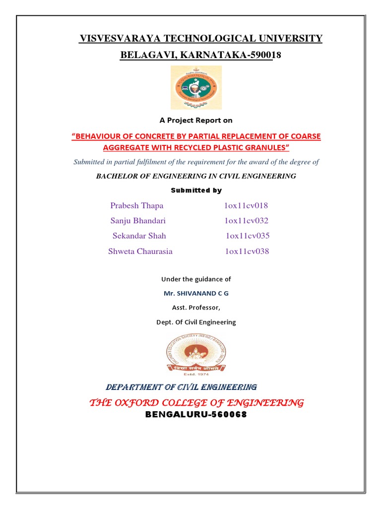 Concrete with Recycled Plastic Granules | PDF | Sand | Cement