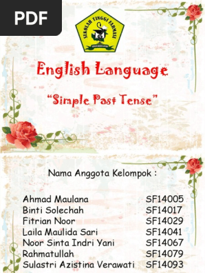English Language Simple Past Tense Grammatical Tense Verb