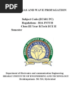 Antennas and Wave Propagation: Subject Code: Regulations: R16 JNTUH Class:III Year B.Tech ECE II Semester