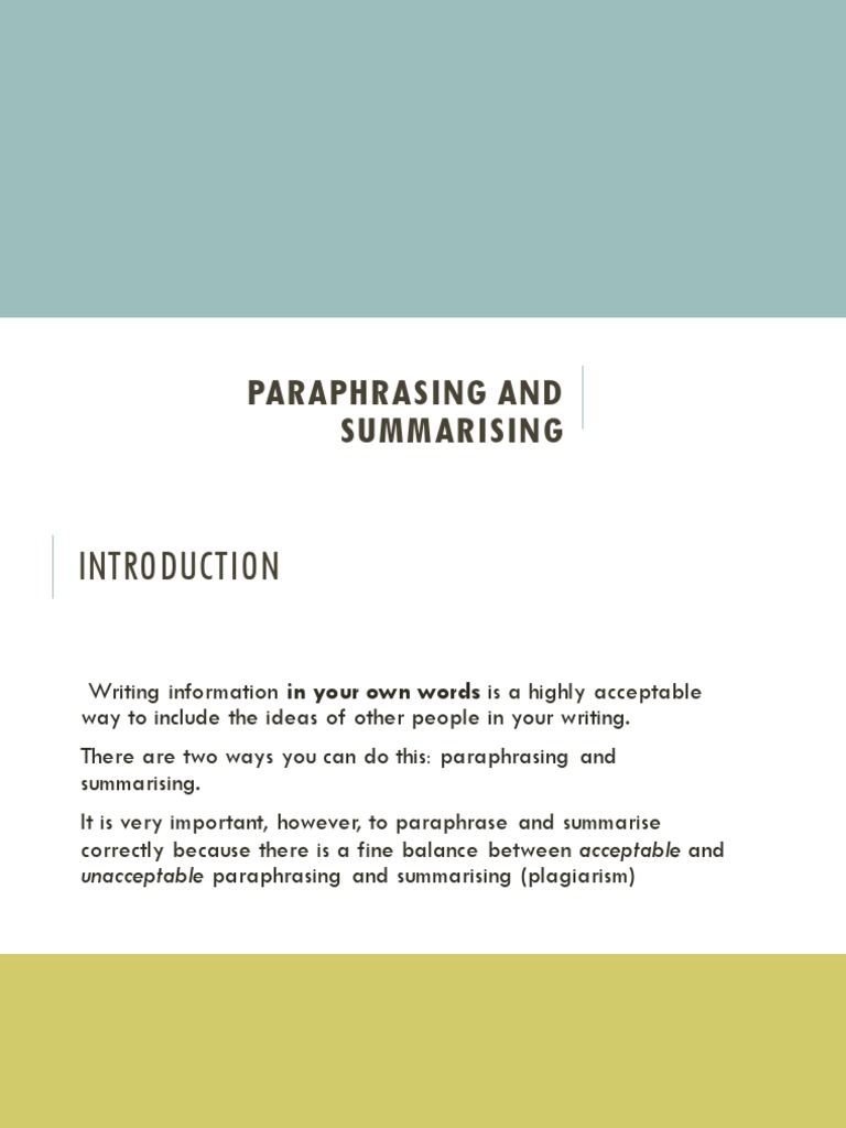 Paraphrasing and Summarising Guide | PDF | Word | Internet
