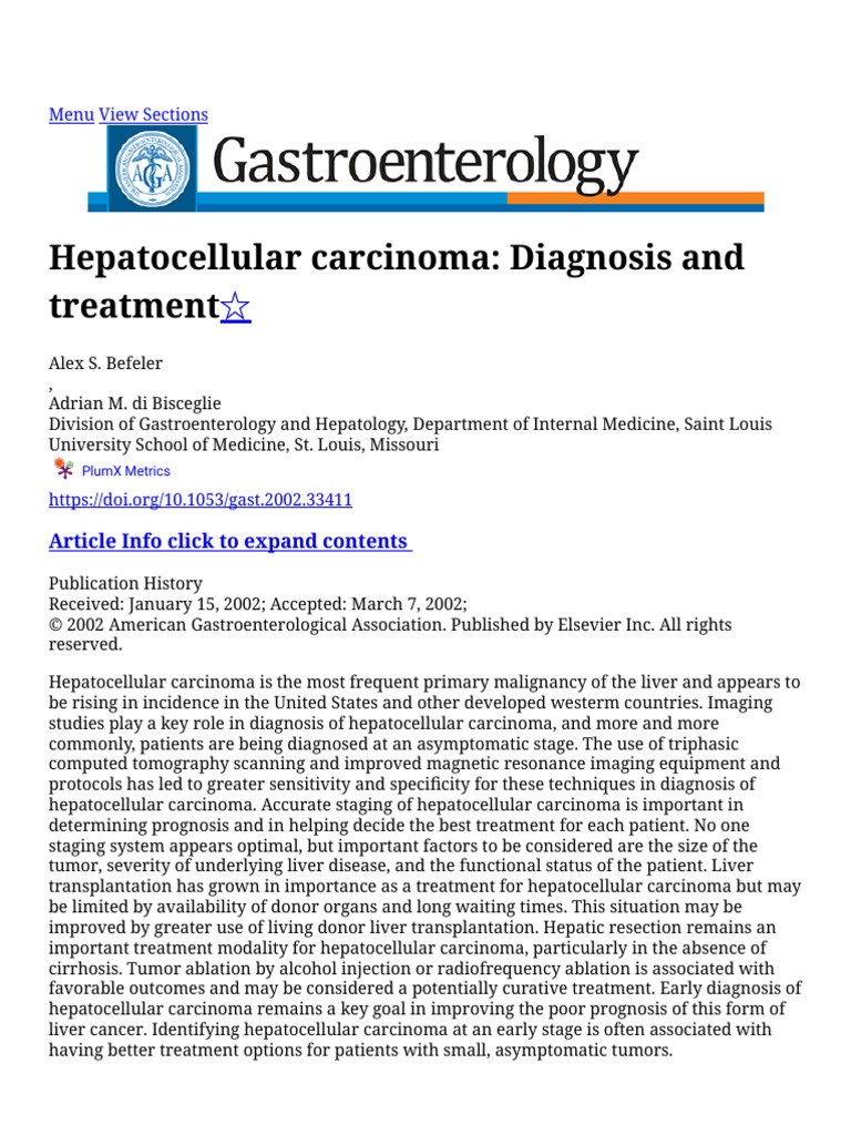 Hepatocellular Carcinoma - Diagnosis and Treatment | PDF | Biopsy ...