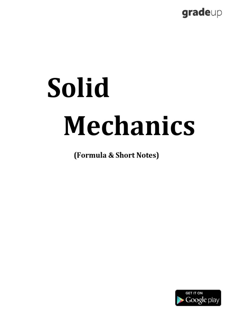 Strength of Materials Important Formulas PDF Young's Modulus Bending