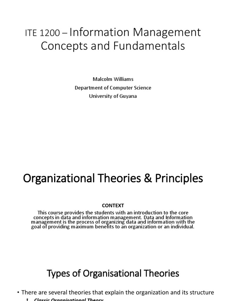 Information Management Concepts and Fundamentals | PDF | Information ...