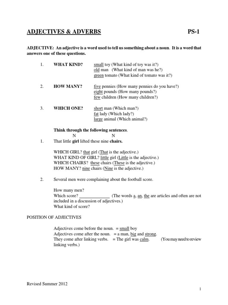 Adjectives and Adverbs Overview | PDF | Adverb | Adjective