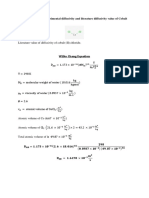 Comparison of experimental and literature diffusivity values of CoCl2