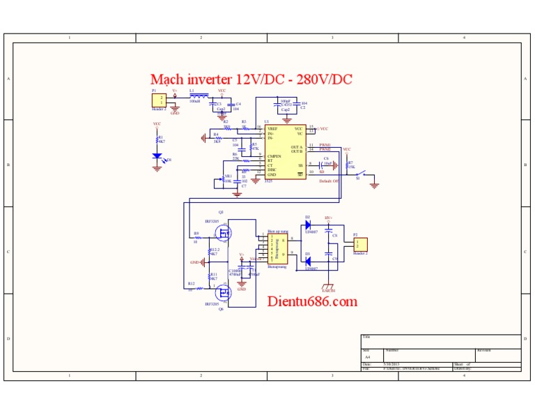 12V to 280V Inverter Circuit Diagram | PDF