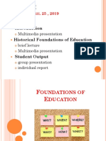Agenda:: Historical Foundations of Education