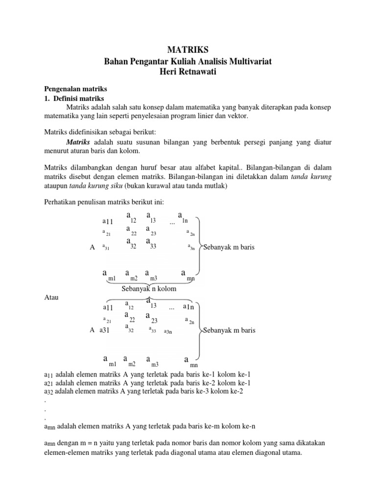 Pengenalan dan Operasi Matriks | PDF