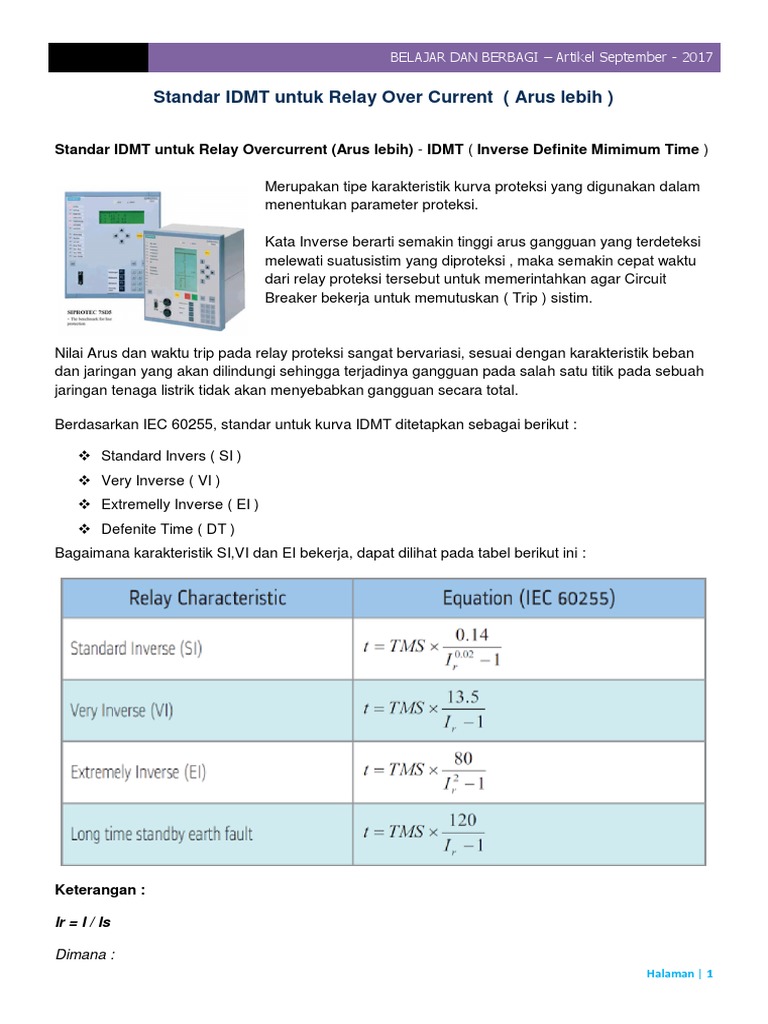 Standar IDMT Relay Overcurrent | PDF | Sains & Matematika | Komputer