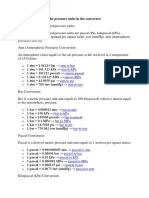 The Pressure Units in The Converter | PDF