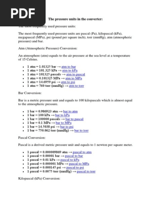 The Pressure Units in The Converter | PDF