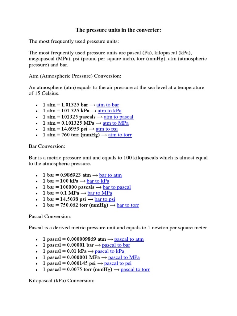 The Pressure Units In The Converter Pdf