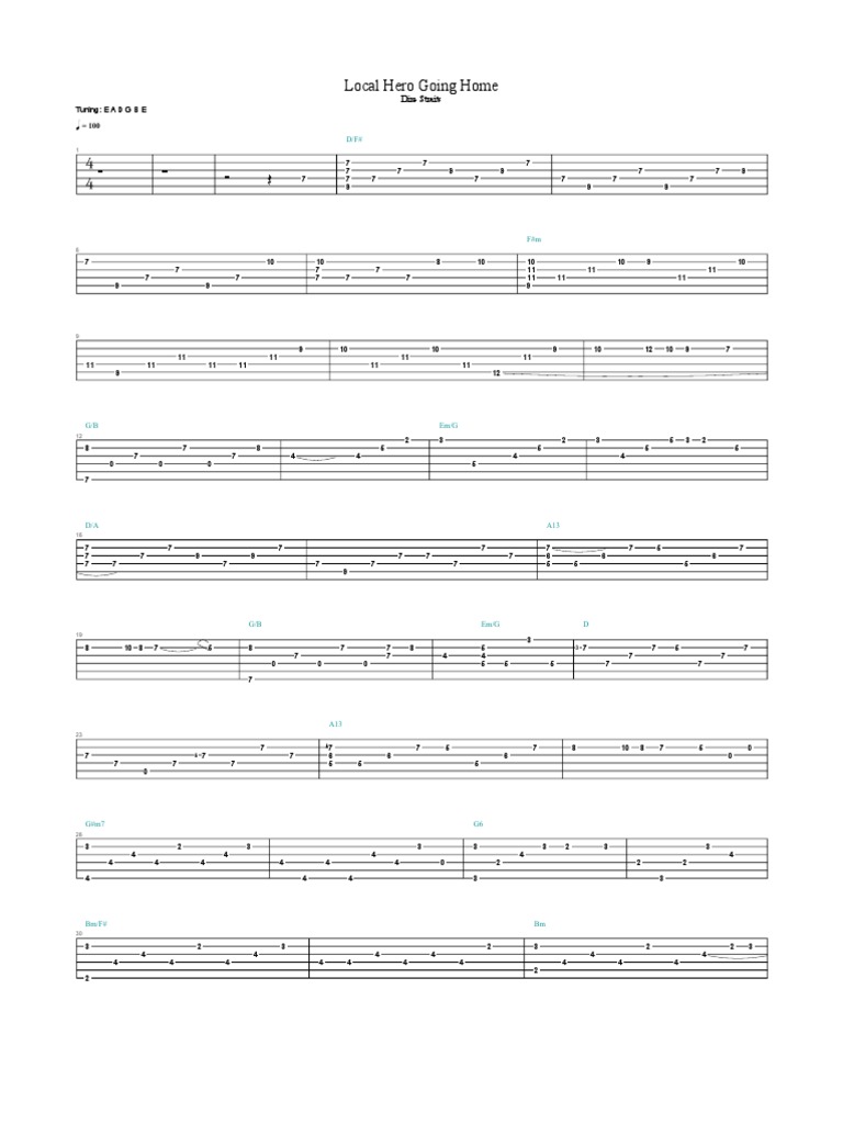 Local Hero Going Home Dire Straits Tabs PDF