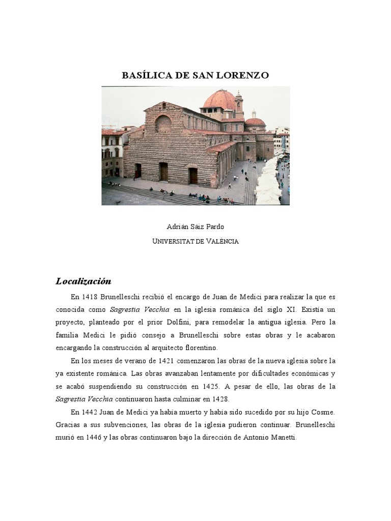 Análisis arquitectónico de la Basílica de San Lorenzo | PDF | Hazme ...