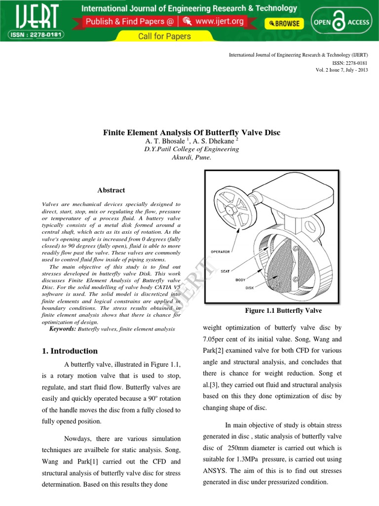 FEA of 250mm Butterfly Valve Disc | PDF | Stress (Mechanics) | Valve