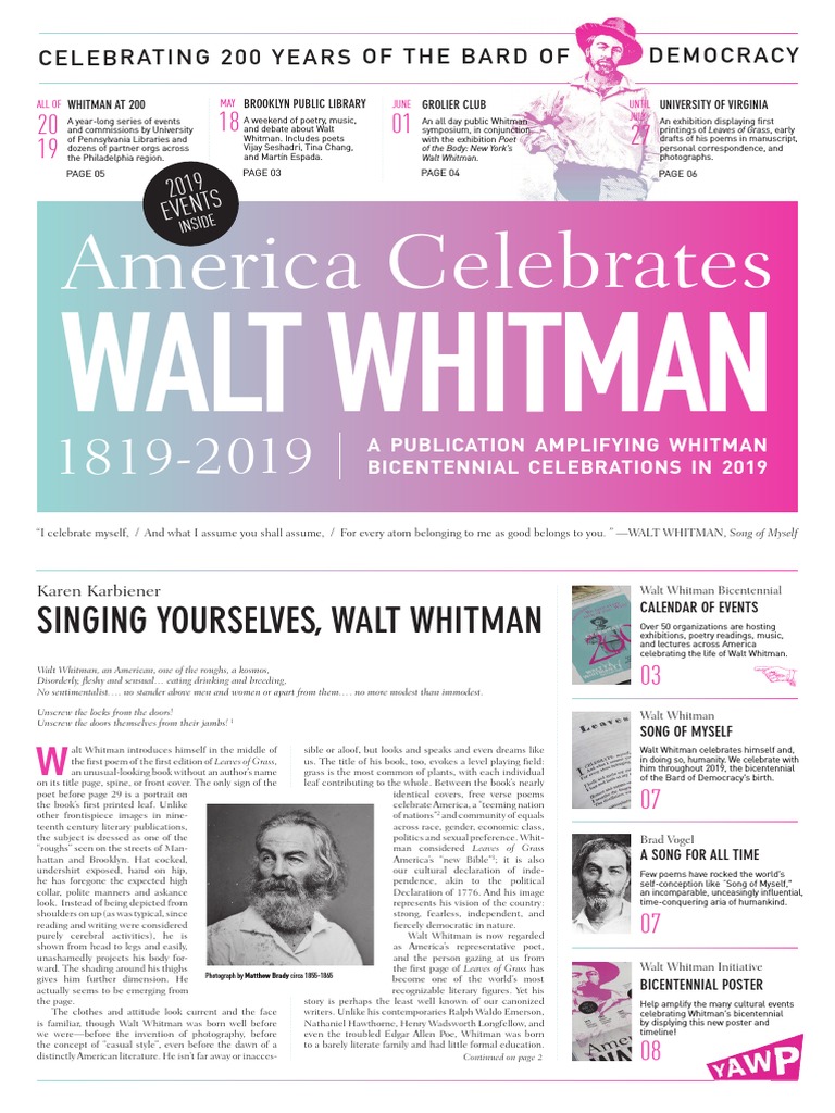 Whitman Bicentennial Events PDF Walt Whitman Leaves Of Grass