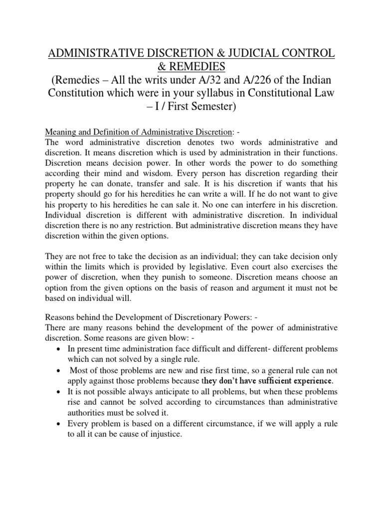 Administrative Discretion | PDF | Discretion | Ethical Principles