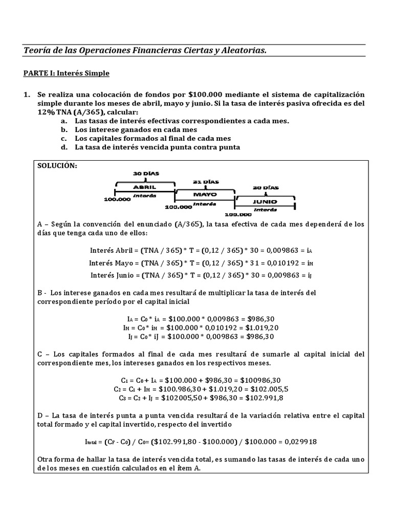 Guia Matemática Financiera Interes y Desc Simple | PDF | Tasas de ...