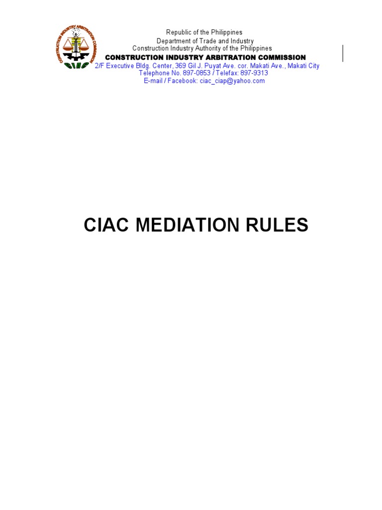 CIAC Mediation Rules Overview | PDF | Mediation | Alternative Dispute ...
