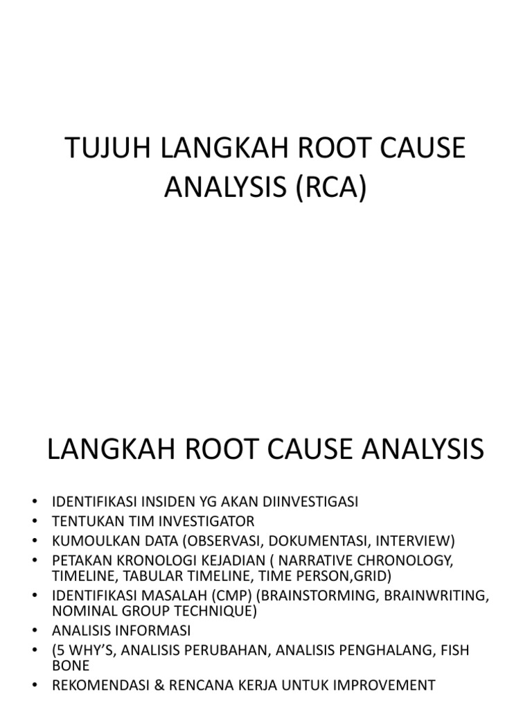 Tujuh Langkah Root Cause Analysis (Rca) | PDF
