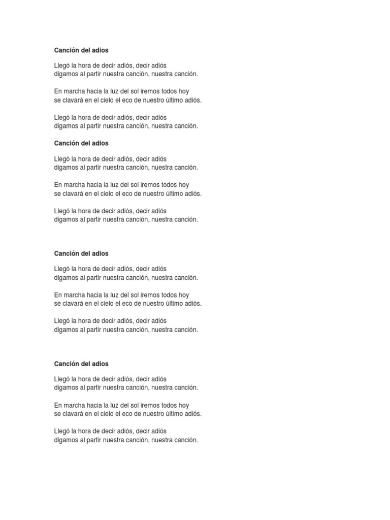 Canción Del Adios Pdf